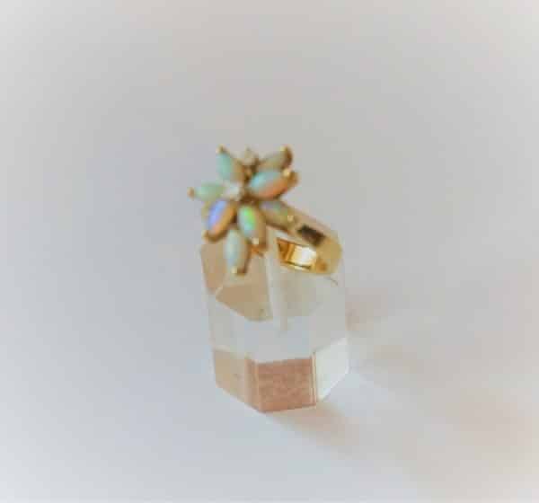 SALE – Vintage Gold Diamond & Opal flower Ring – Boxed – FREE UK Postage Gold Opal Rings Antique Bracelets 8