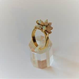 SALE – Vintage Gold Diamond & Opal flower Ring – Boxed – FREE UK Postage Gold Opal Rings Antique Bracelets