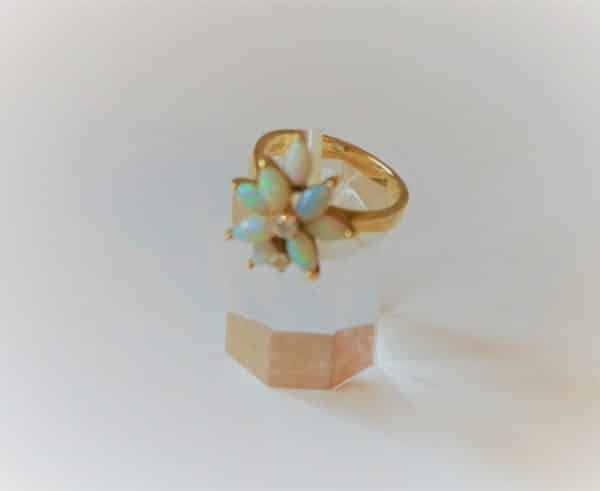 SALE – Vintage Gold Diamond & Opal flower Ring – Boxed – FREE UK Postage Gold Opal Rings Antique Bracelets 5
