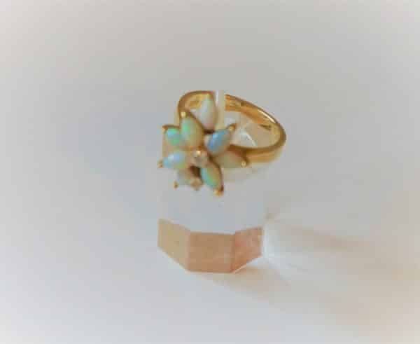 SALE - Vintage Gold Diamond & Opal flower Ring - Boxed - FREE UK Postage - Image 3