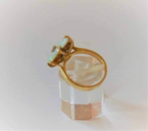SALE – Vintage Gold Diamond & Opal flower Ring – Boxed – FREE UK Postage Gold Opal Rings Antique Bracelets 4