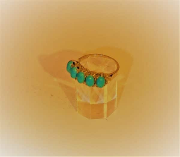 SALE – Vintage Gold Five Stone Turquoise Ring – Boxed – FREE UK Postage Gold Rings. Wedding Rings Antique Bracelets 8