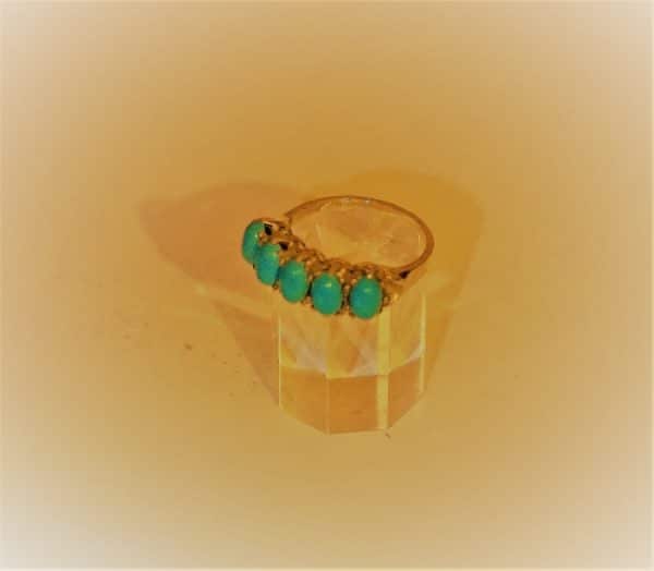 Vintage Gold Five Stone Turquoise Ring - Boxed - FREE UK Postage - Image 6