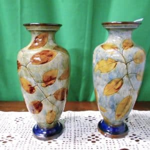 SOLD Two similar Doulton autumn leaves vases Antiques Scotland Antique Ceramics
