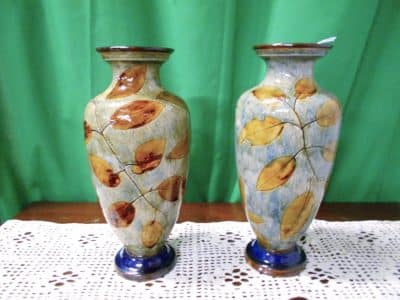 SOLD Two similar Doulton autumn leaves vases Antiques Scotland Antique Ceramics 3