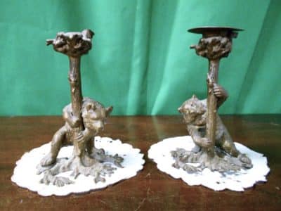 Fine pair of 19th century Black forest Bronze bear candlesticks 19th century Bronzes Silver Metals 7