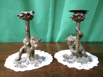 Fine pair of 19th century Black forest Bronze bear candlesticks - Image 5
