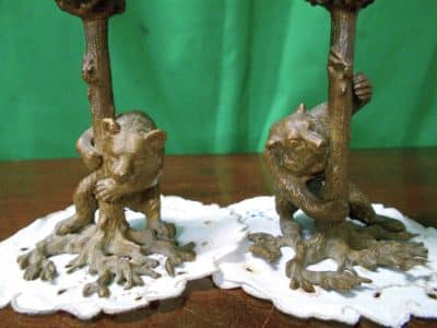 Fine pair of 19th century Black forest Bronze bear candlesticks 19th century Bronzes Silver Metals 5