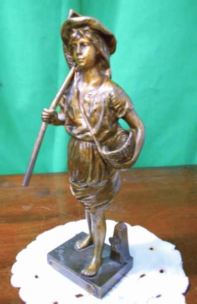 Fine 19th century Bronze figure of farmer boy 19th century Bronzes Silver Metals 6