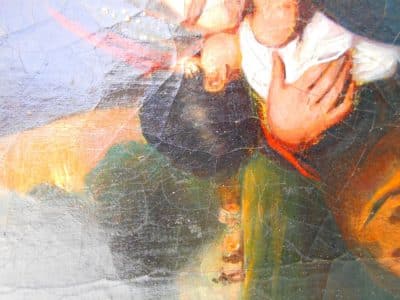 Victorian Oil on Canvas, Mother feeding her child - Image 4