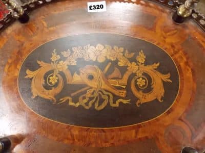 SOLD Edwardian marquetry three tyre occasional table inlaid Antique Tables 4