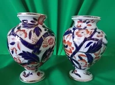 SOLD Pair of Derby Imari pattern vases ceramics Antique Ceramics 3