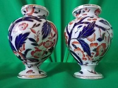 SOLD Pair of Derby Imari pattern vases - Image 2