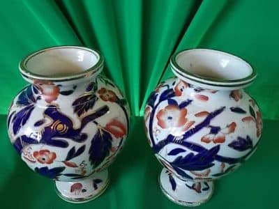 SOLD Pair of Derby Imari pattern vases ceramics Antique Ceramics 5