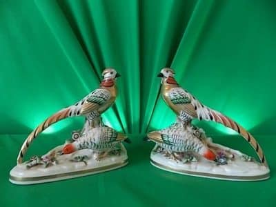 Pr of Samson Golden pheasants. ceramics Antique Ceramics 3