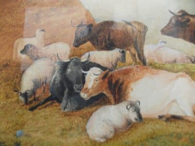 Large Scottish water colour animal landscape. unsigned - Image 2