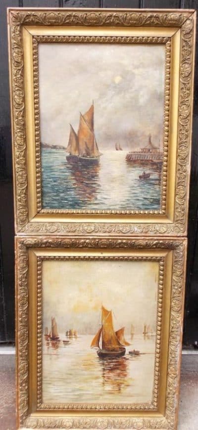 Charles Neil Knight Pair Oils Canvas X2