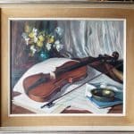 Ferenc Vardeak (1897-1971) Oil on Canvas Still life Violin Antiques Scotland Antique Art