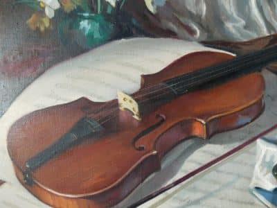 Ferenc Vardeak (1897-1971) Oil on Canvas Still life Violin - Image 3