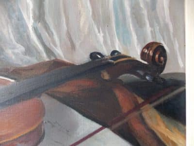 Ferenc Vardeak (1897-1971) Oil on Canvas Still life Violin Antiques Scotland Antique Art 6