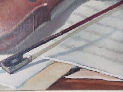 Ferenc Vardeak (1897-1971) Oil on Canvas Still life Violin - Image 5