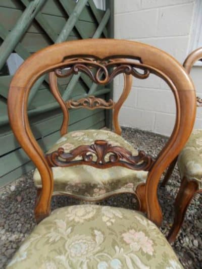 SOLD Set six Victorian walnut dining chairs Balloonback Antique Chairs 5