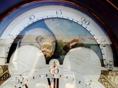 SOLD Regency Mahogany Moon dial longcase Clock 18th Cent Antique Clocks 10