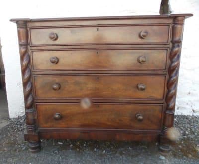 SOLD Victorian barley twist mahogany chest four drawers