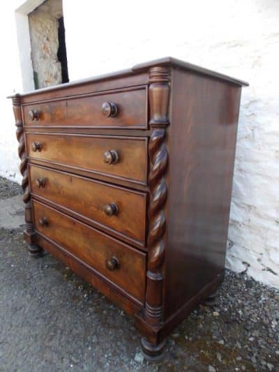 SOLD Victorian barley twist mahogany chest four drawers Antique Antique Chest Of Drawers 4