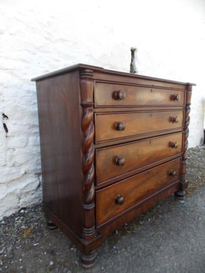 SOLD Victorian barley twist mahogany chest four drawers Antique Antique Chest Of Drawers 5