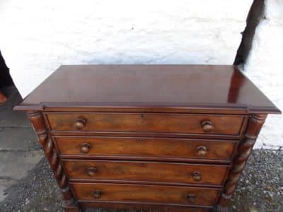 SOLD Victorian barley twist mahogany chest four drawers Antique Antique Chest Of Drawers 6