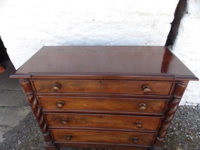 SOLD Victorian barley twist mahogany chest four drawers - Image 4