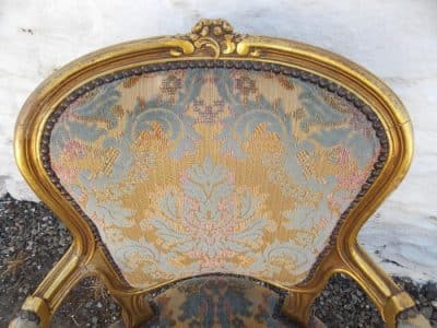 SOLD Pair 19th cent gilt French Fauteuils 19th century Antique Chairs 4