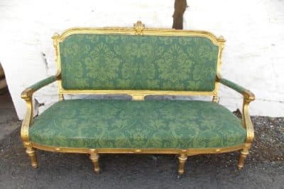 19th cent French carved giltwood sofa 19th century Antique Chairs 3