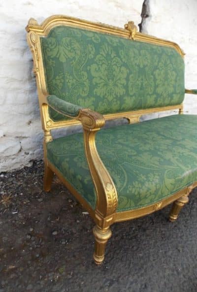 19th cent French carved giltwood sofa 19th century Antique Chairs 4