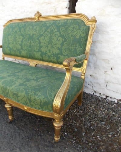 19th cent French carved giltwood sofa 19th century Antique Chairs 5
