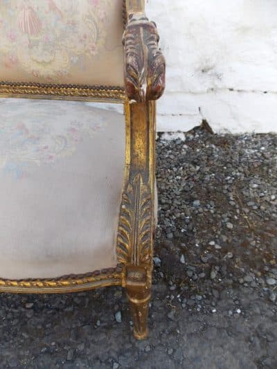 SOLD Pair 19th cent French giltwood Fauteuils 19th century Antique Chairs 6