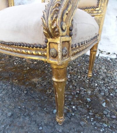 SOLD Pair 19th cent French giltwood Fauteuils 19th century Antique Chairs 7