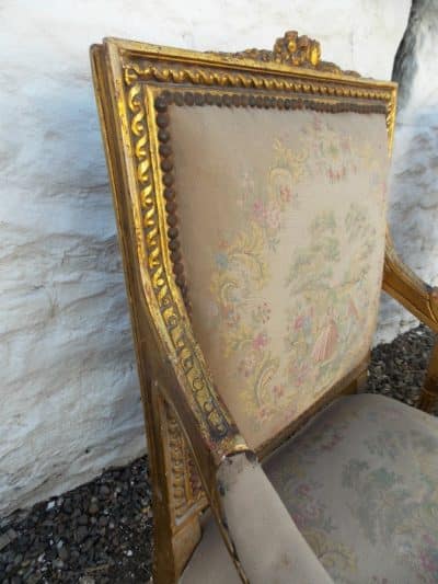 SOLD Pair 19th cent French giltwood Fauteuils 19th century Antique Chairs 9