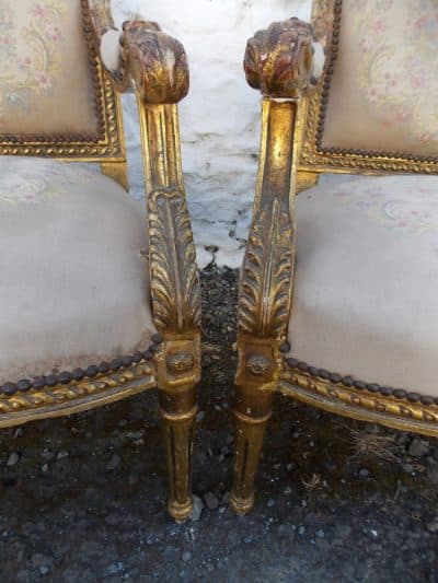SOLD Pair 19th cent French giltwood Fauteuils 19th century Antique Chairs 10