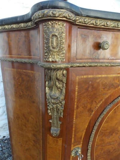 SOLD Serpentine French Louis Ormolu Burr walnut cabinet. - Image 4