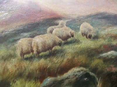 SOLD Pr Scottish highland cattle landscapes. Oils on Canvas. Antiques Scotland Antique Art 7