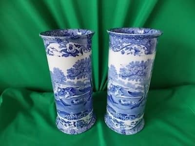SOLD Pr Victorian Copeland Spode Cylinder vases