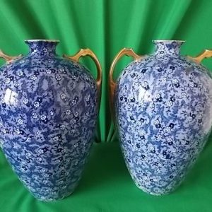 SOLD Pr Victorian Blue & White Bulbous vases. Antique Antique Furniture 3