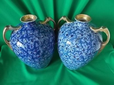 SOLD Pr Victorian Blue & White Bulbous vases. - Image 2