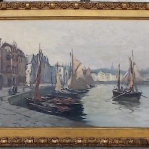 Sold Impressionist. Oil on Canvas Leith Docks Edinburgh Scotland Antique fine art Scotland Antique Art