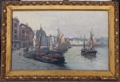 Sold Impressionist. Oil on Canvas Leith Docks Edinburgh Scotland