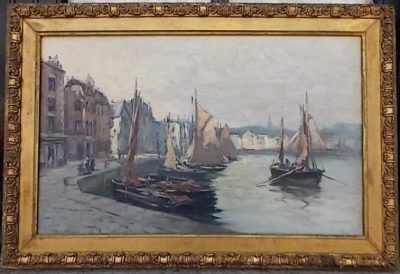 Sold Impressionist. Oil on Canvas Leith Docks Edinburgh Scotland Antique fine art Scotland Antique Art 3