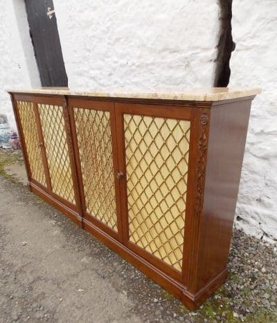 SOLD A Regency mahogany stained four door bookcase cabinet. Antique Antique Bookcases 5