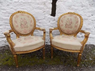 SOLD 19th century French gilt wood salon chairs 19th century Antique Chairs 3